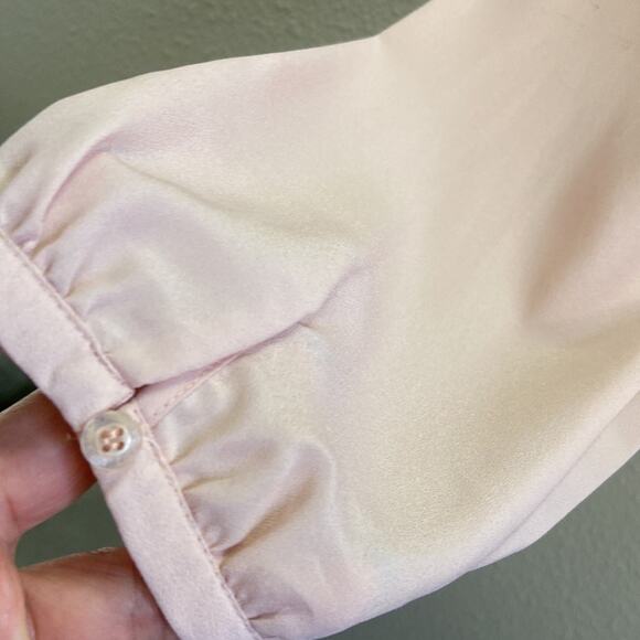 Calvin Klein Women Peach Minimalist Style Pleated Chiffon Blouse Size M - Picture 9 of 11